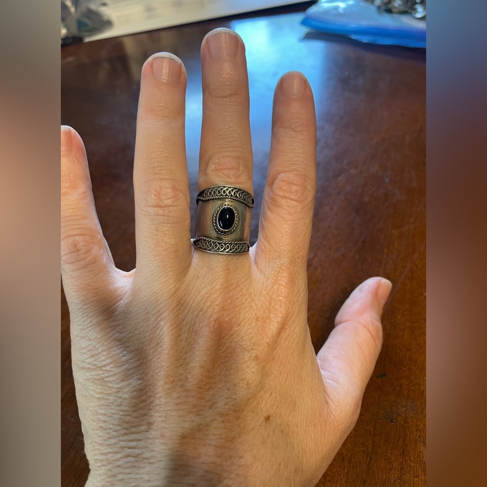 Vintage sterling and onyx ring